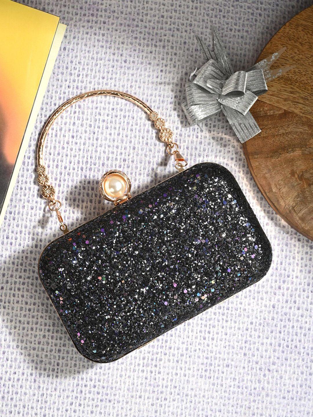 toobacraft black & blue embellished box clutch