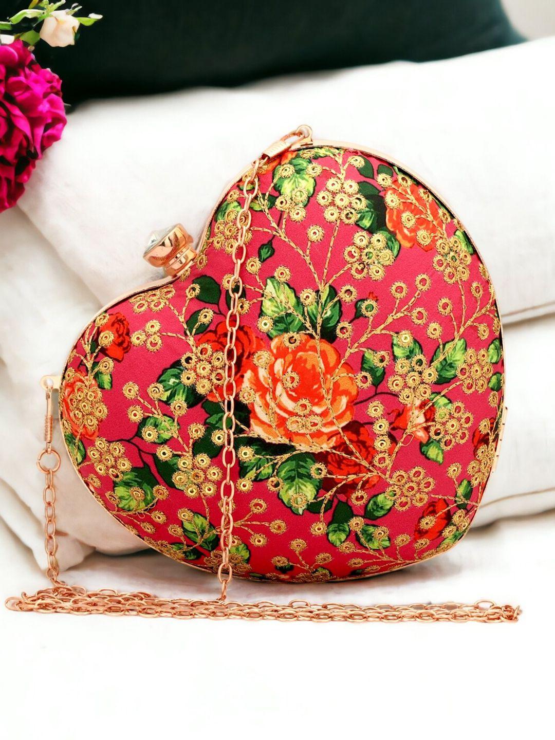toobacraft floral embroidered box clutch