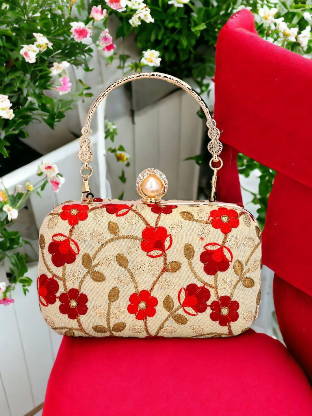 toobacraft floral embroidered embellished box clutch