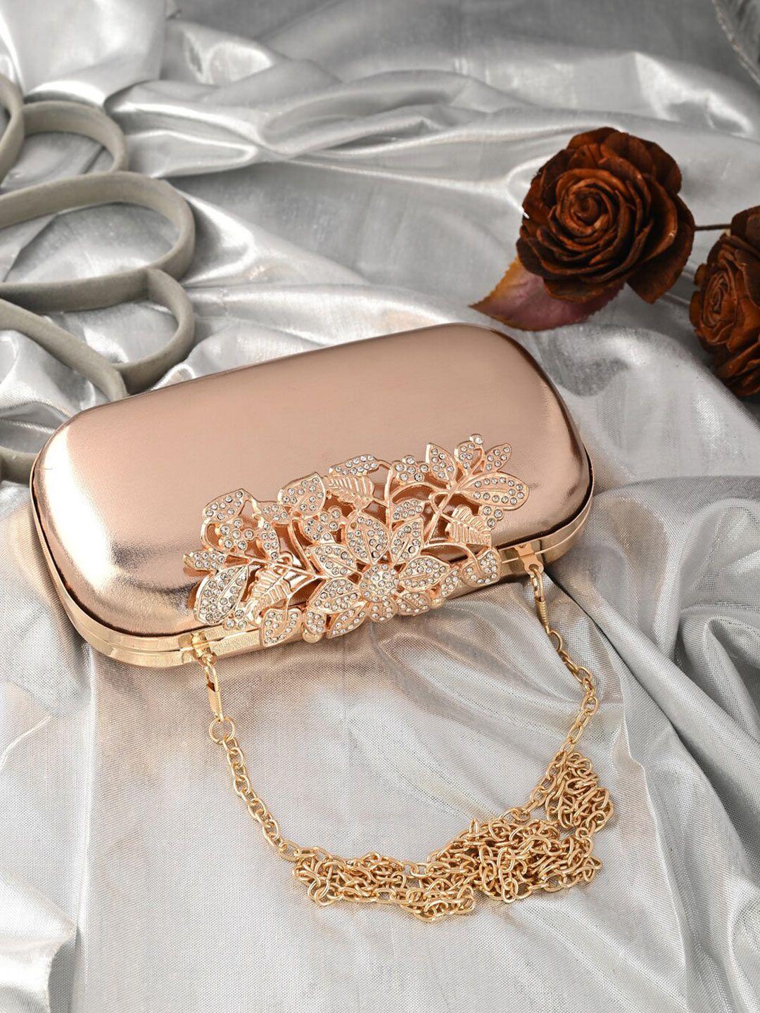 toobacraft pink & gold-toned embellished box clutch