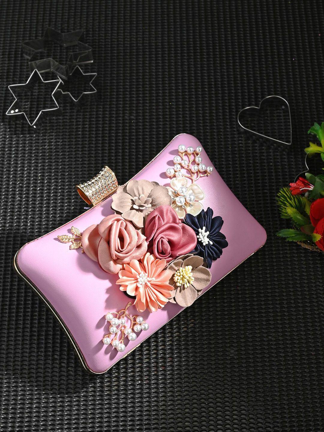 toobacraft pink & peach-coloured embellished box clutch