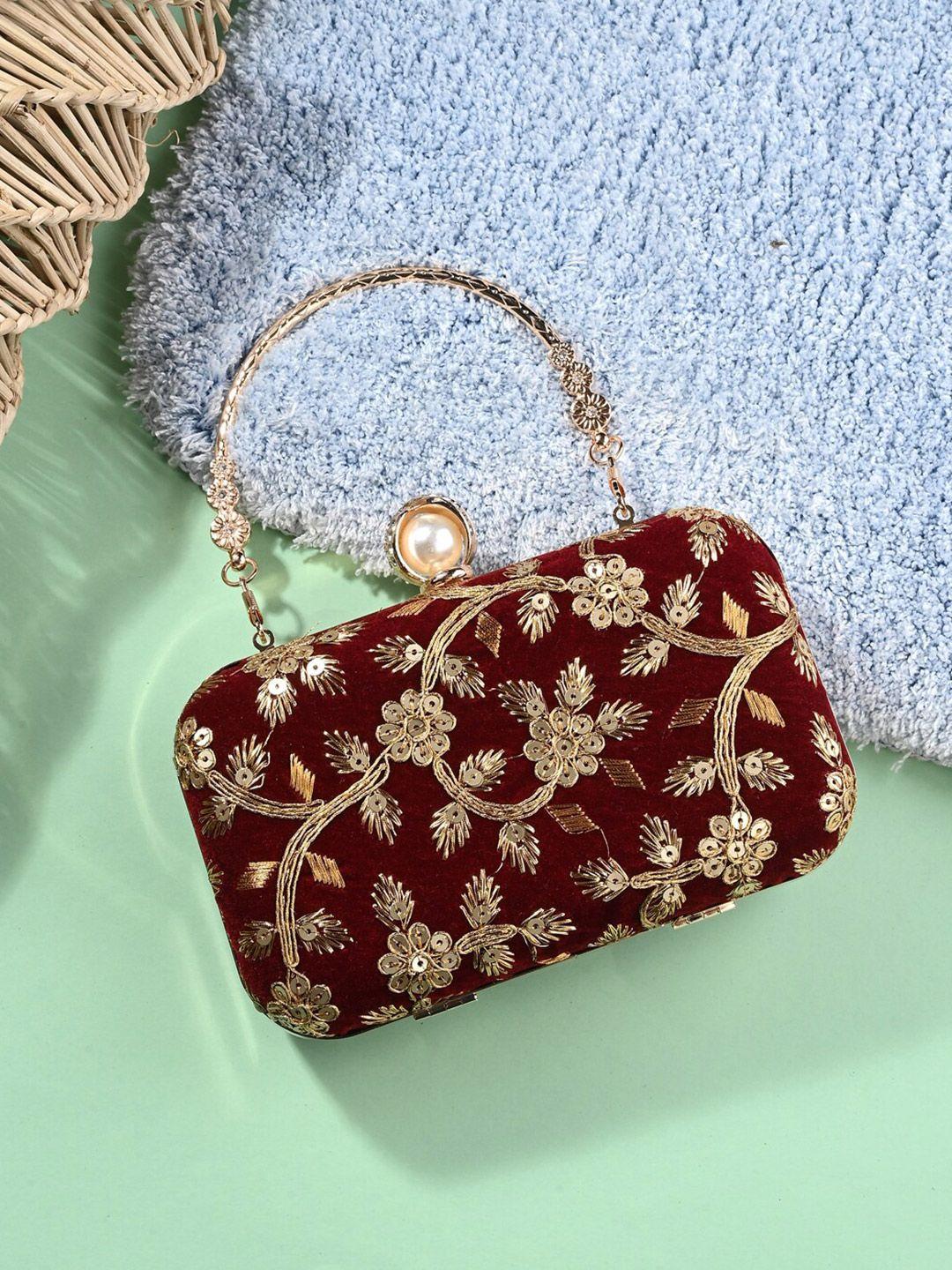 toobacraft red embellished box clutch