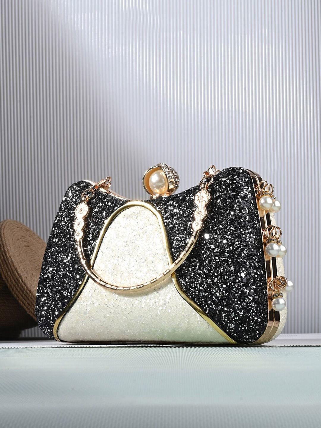 toobacraft white & black embellished box clutch