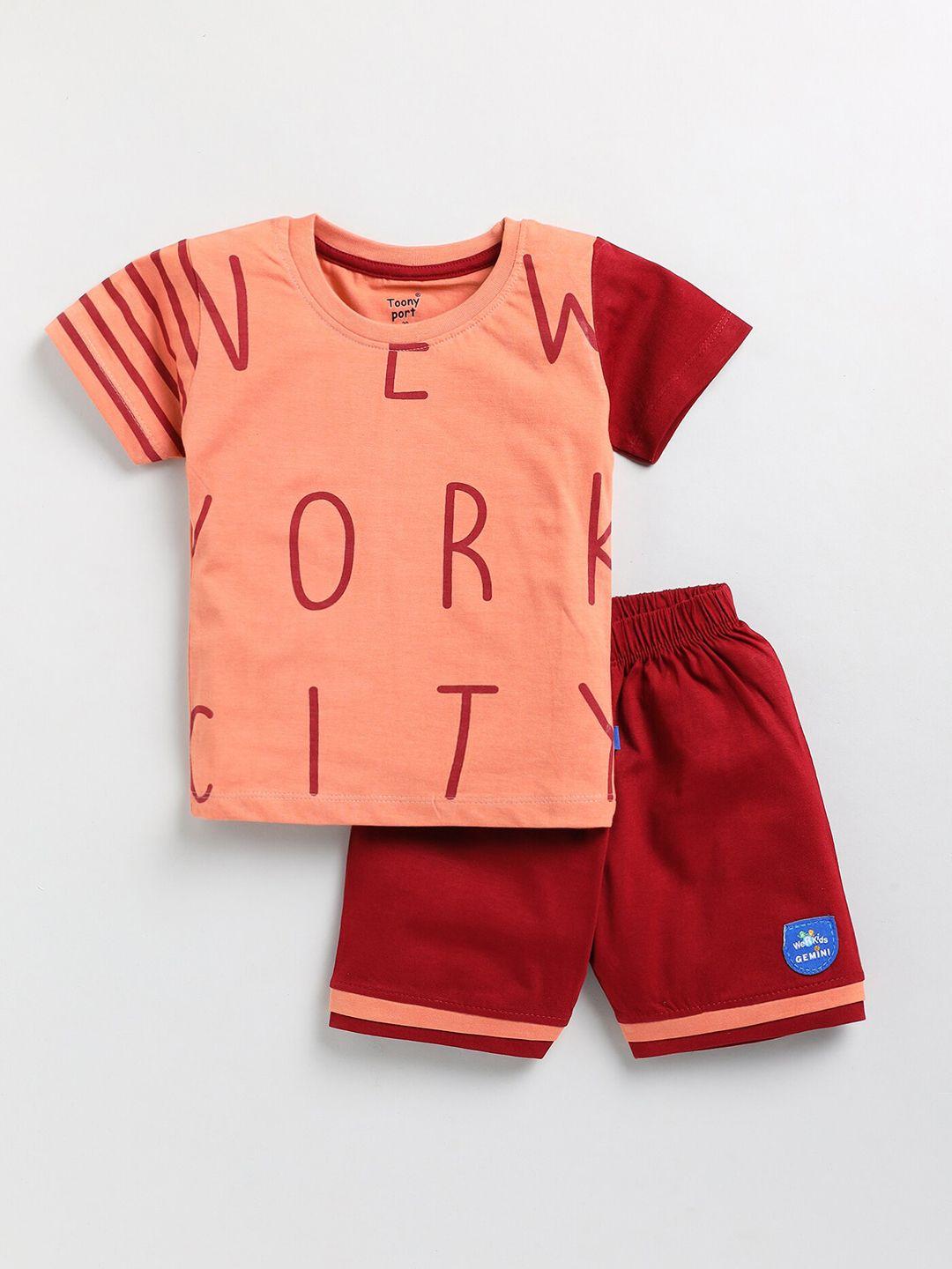 toonyport boys printed cotton t-shirt with shorts