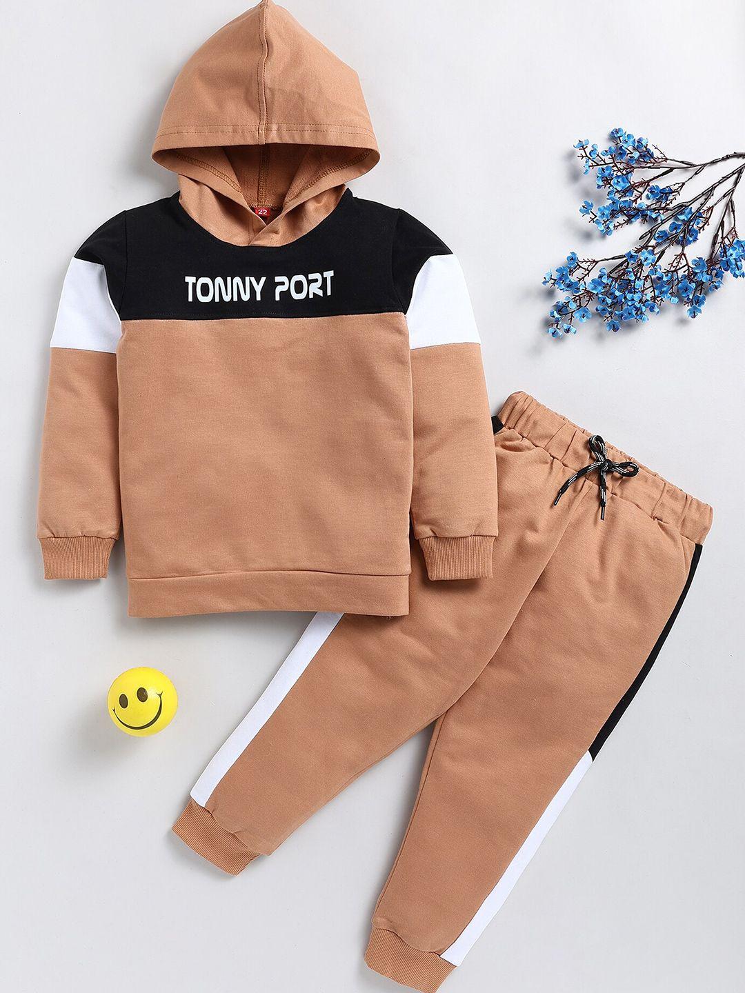toonyport boys printed hooded t-shirt with trousers