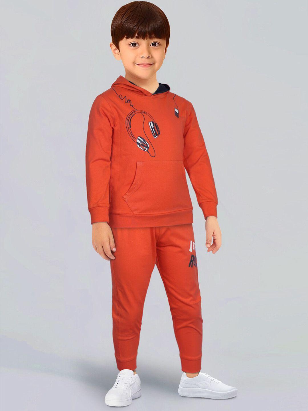 toonyport boys printed-detail hooded cotton sweatshirt with joggers