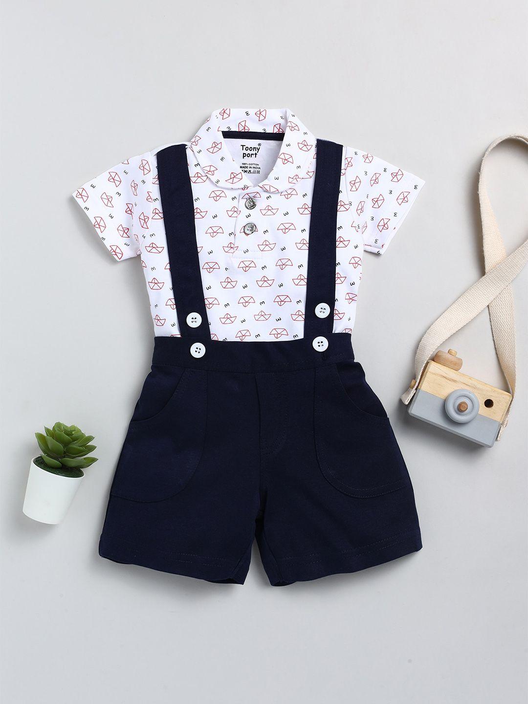 toonyport conversational printed cotton dungaree with t-shirt