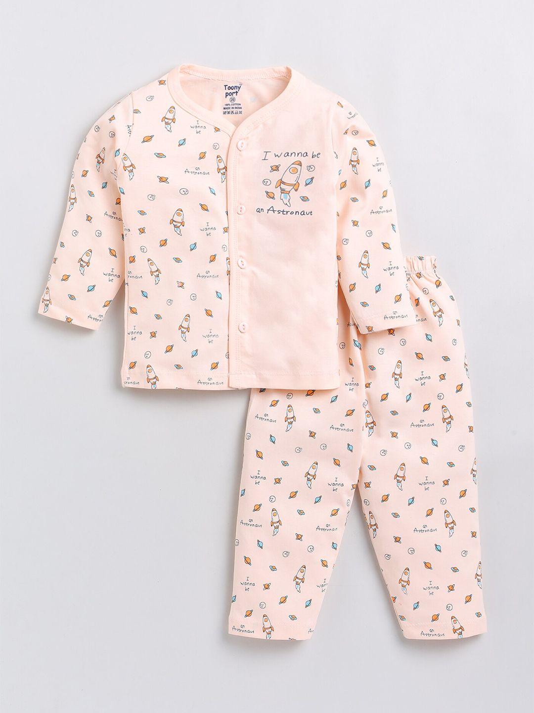 toonyport-kids-peach-coloured-&-blue-printed-pure-cotton-t-shirt-with-pyjamas