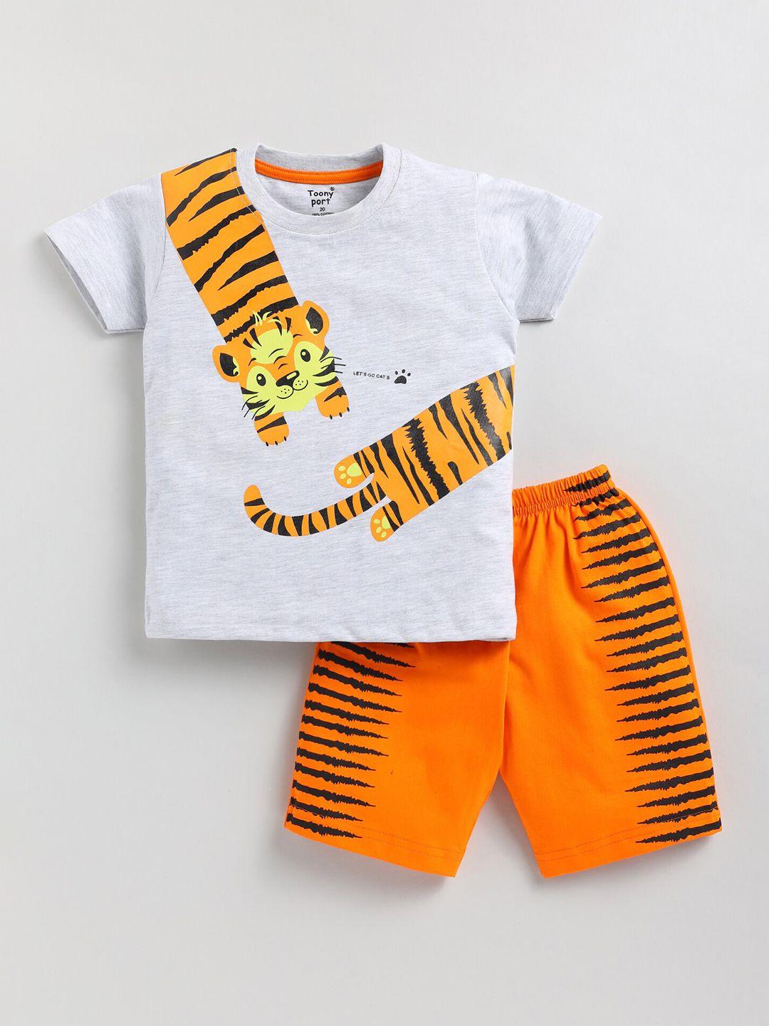 toonyport boys animal printed cotton t-shirt with shorts