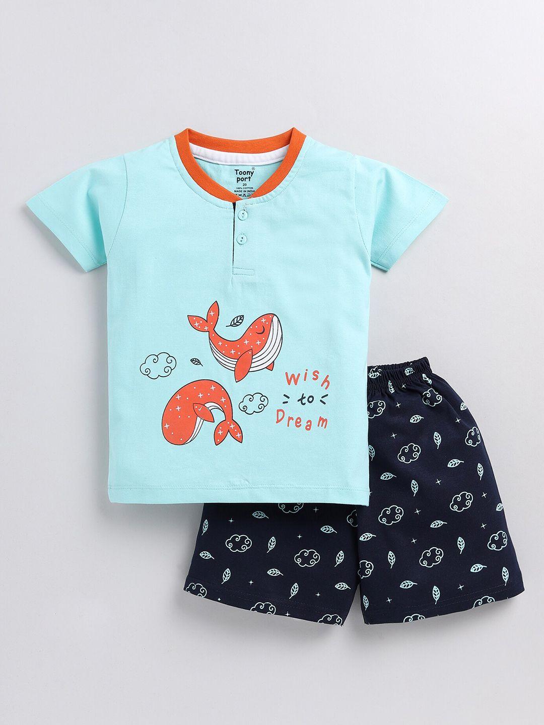 toonyport boys printed cotton t-shirt with shorts