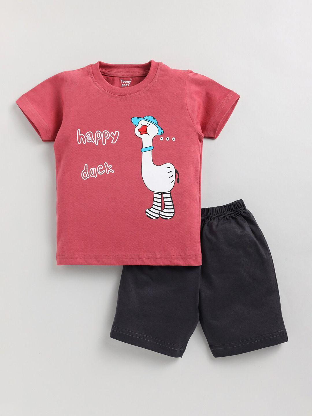 toonyport boys printed cotton t-shirt with shorts