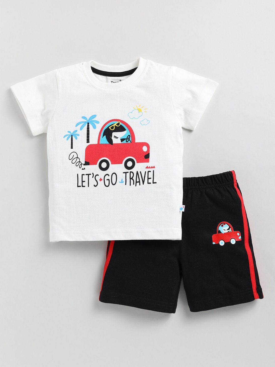 toonyport boys printed pure cotton t-shirt with shorts