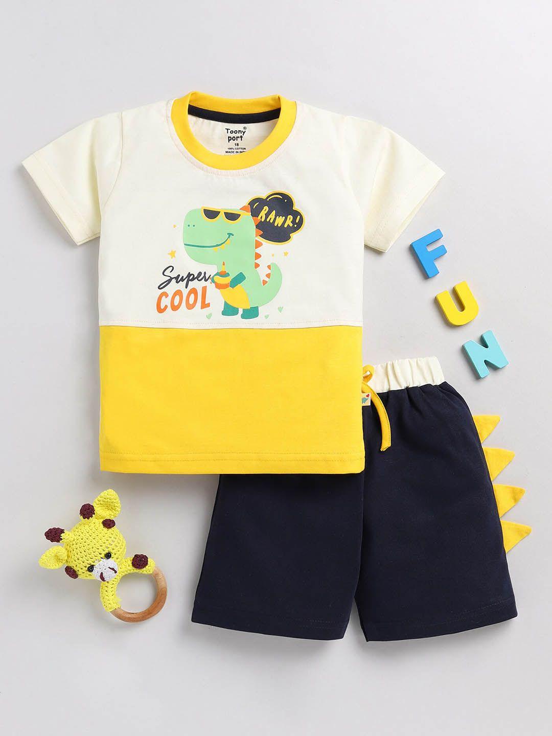 toonyport boys printed pure cotton t-shirt with shorts