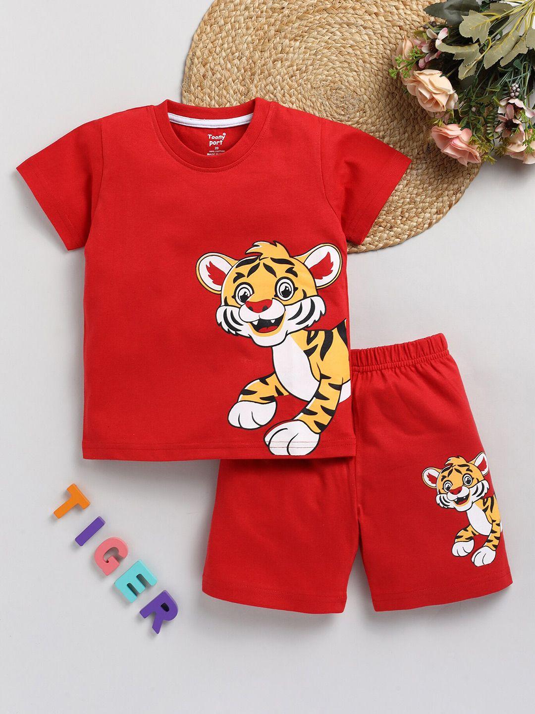 toonyport boys printed pure cotton t-shirt with shorts