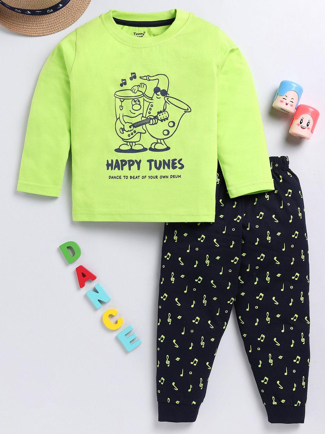 toonyport boys printed pure cotton t-shirt with trousers