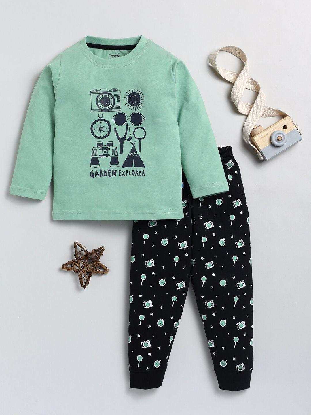 toonyport boys printed pure cotton t-shirt with trousers