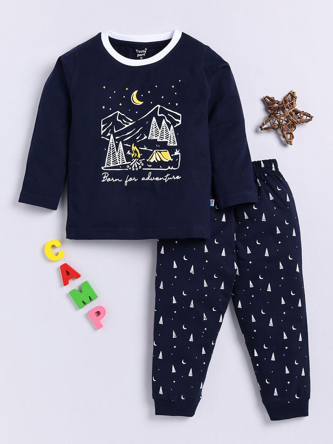 toonyport boys printed pure cotton t-shirt with trousers