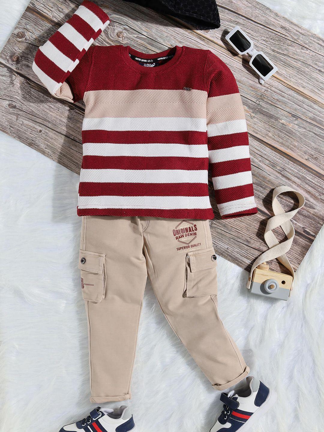 toonyport boys striped long sleeves t-shirt with denim trousers