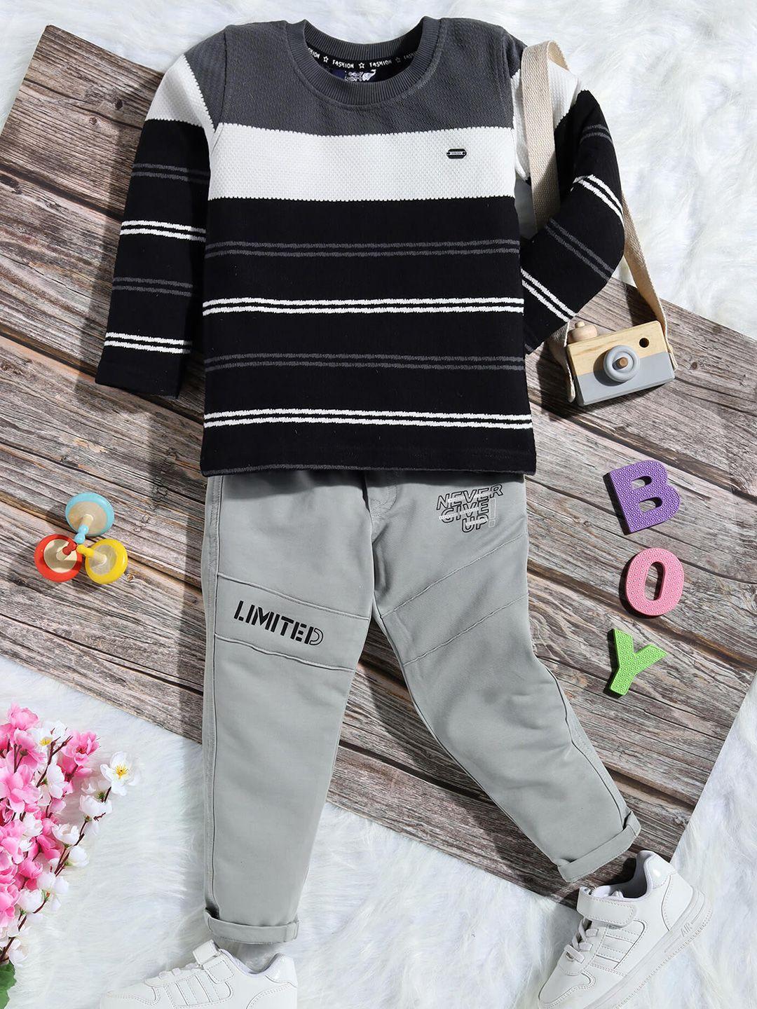 toonyport boys striped long sleeves t-shirt with denim trousers