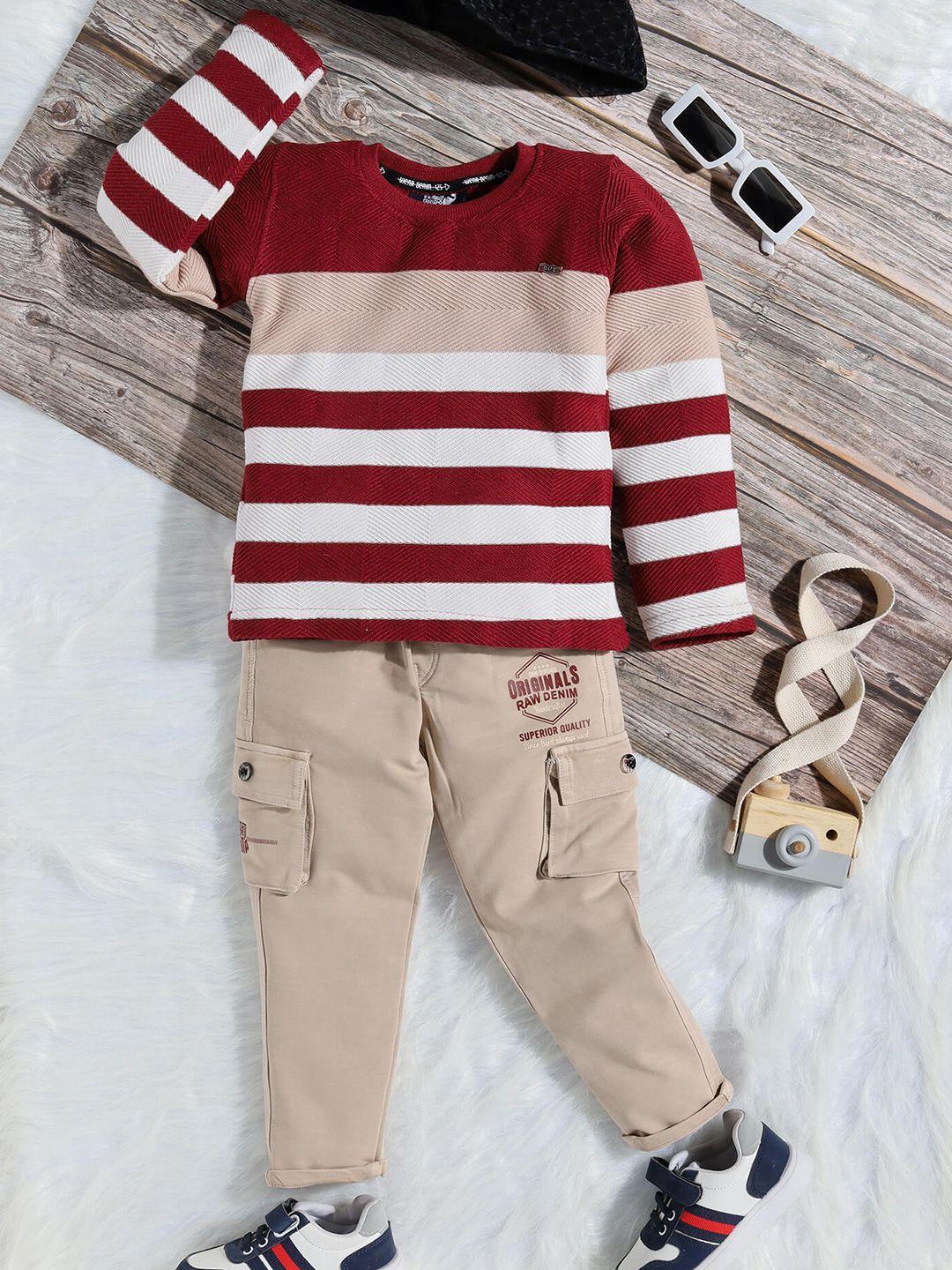 toonyport boys striped long sleeves t-shirt with denim trousers