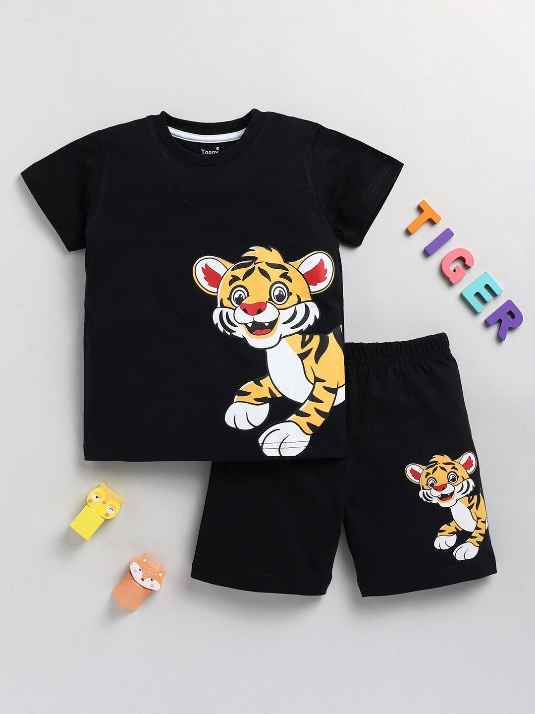 toonyport infant boys graphic printed pure cotton t-shirt with shorts