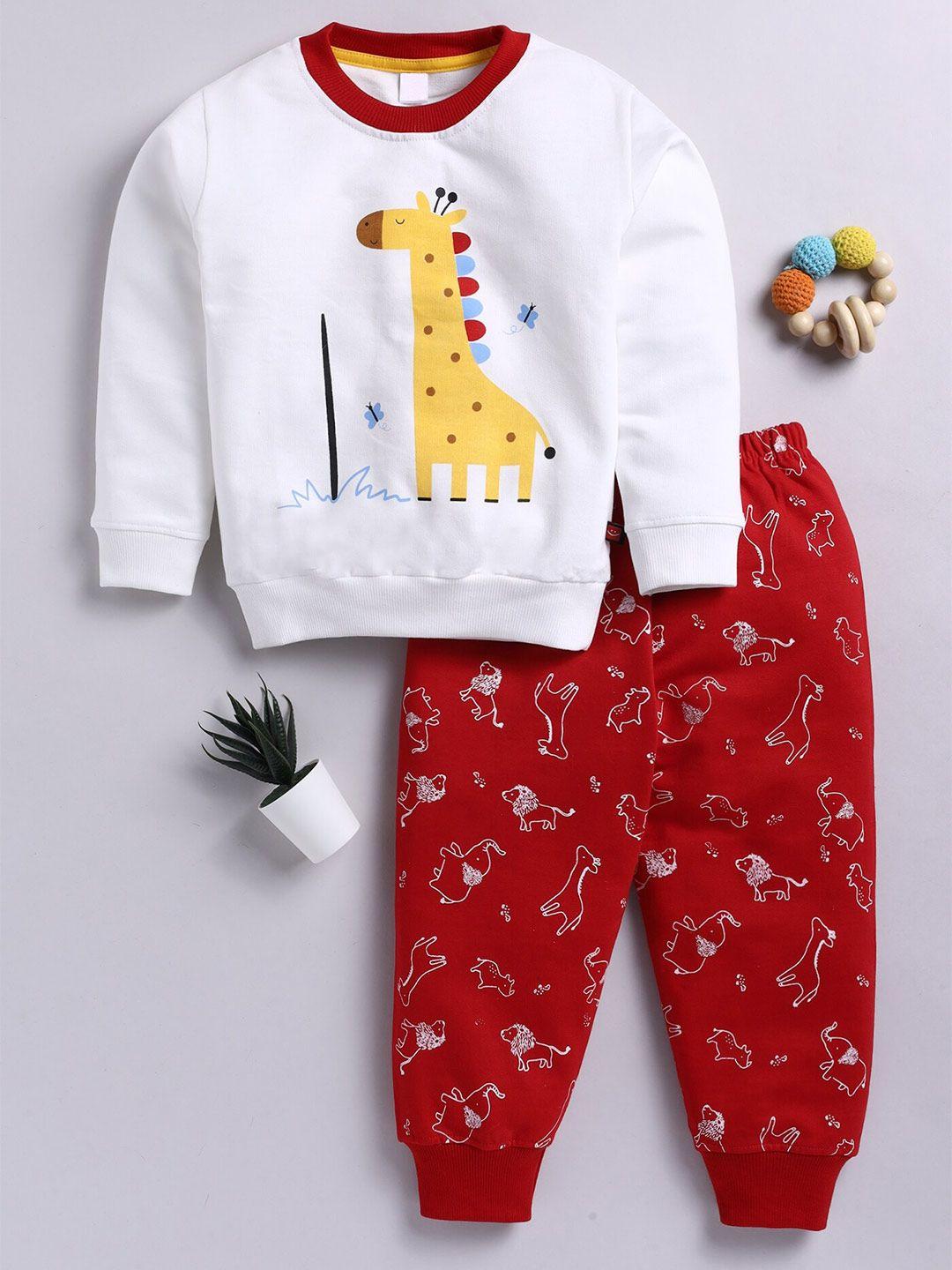 toonyport infant boys printed pure cotton t-shirt with trousers
