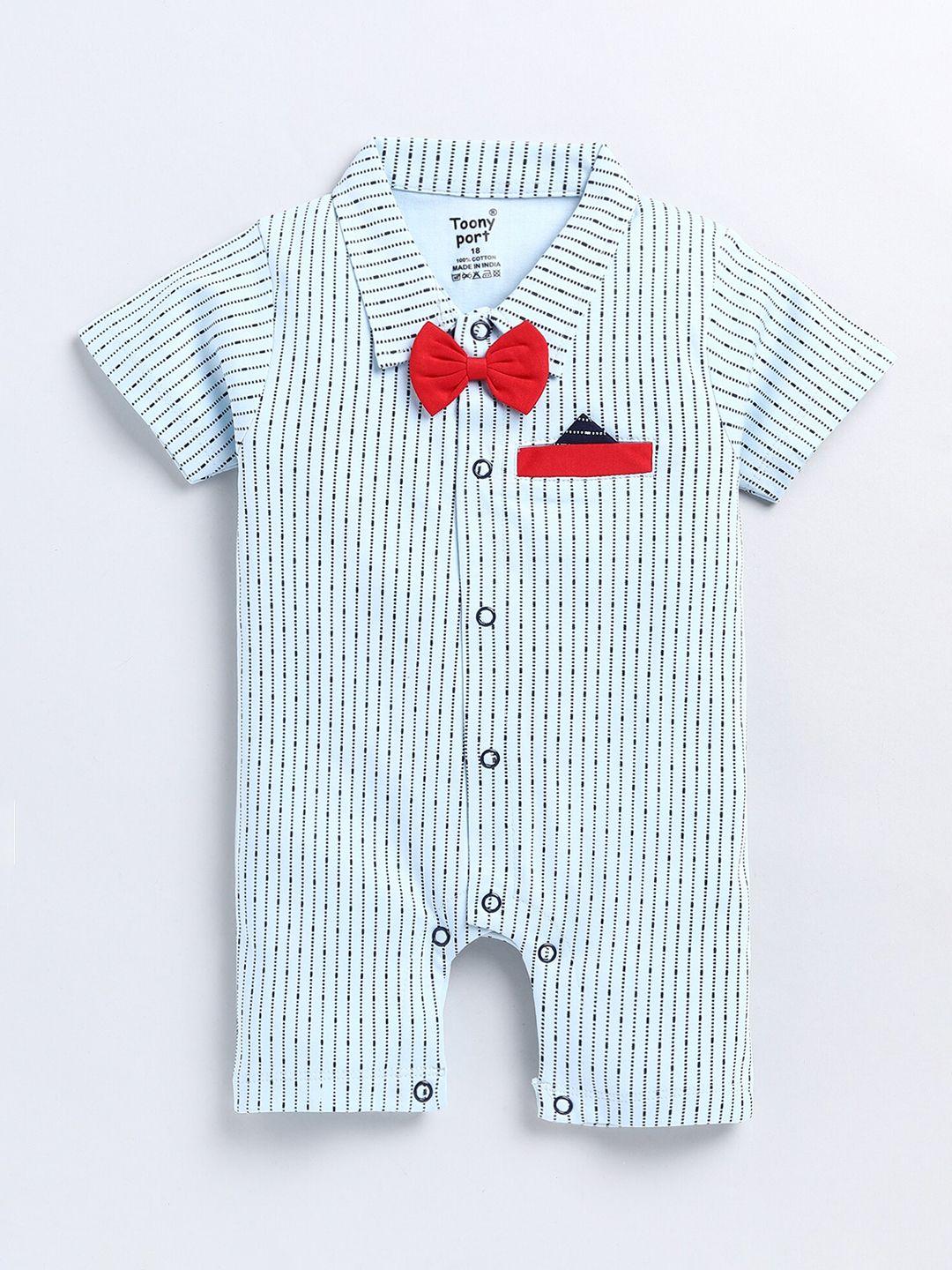 toonyport infants kids striped bow detail cotton rompers