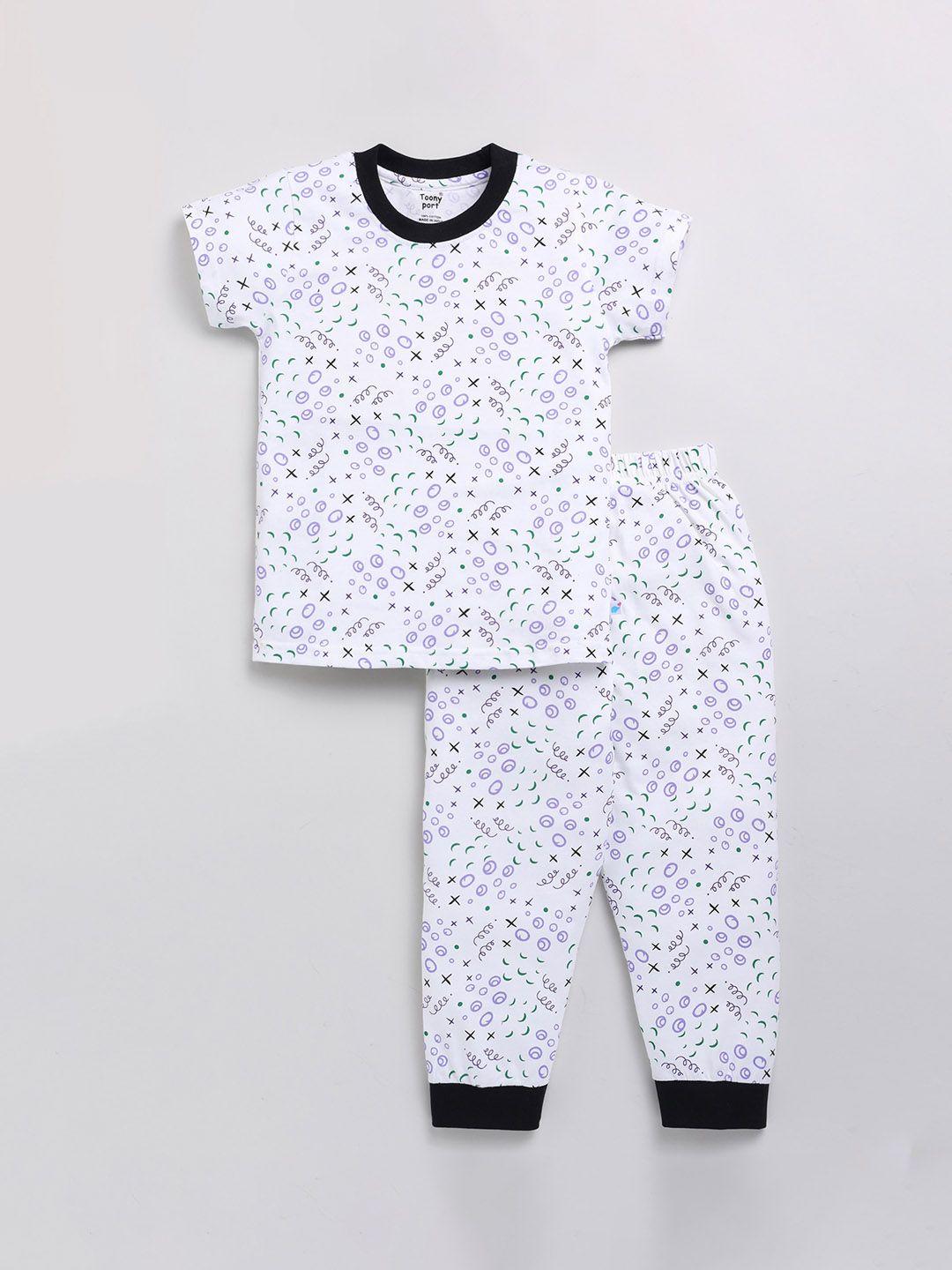 toonyport kids conversational printed pure cotton night suit