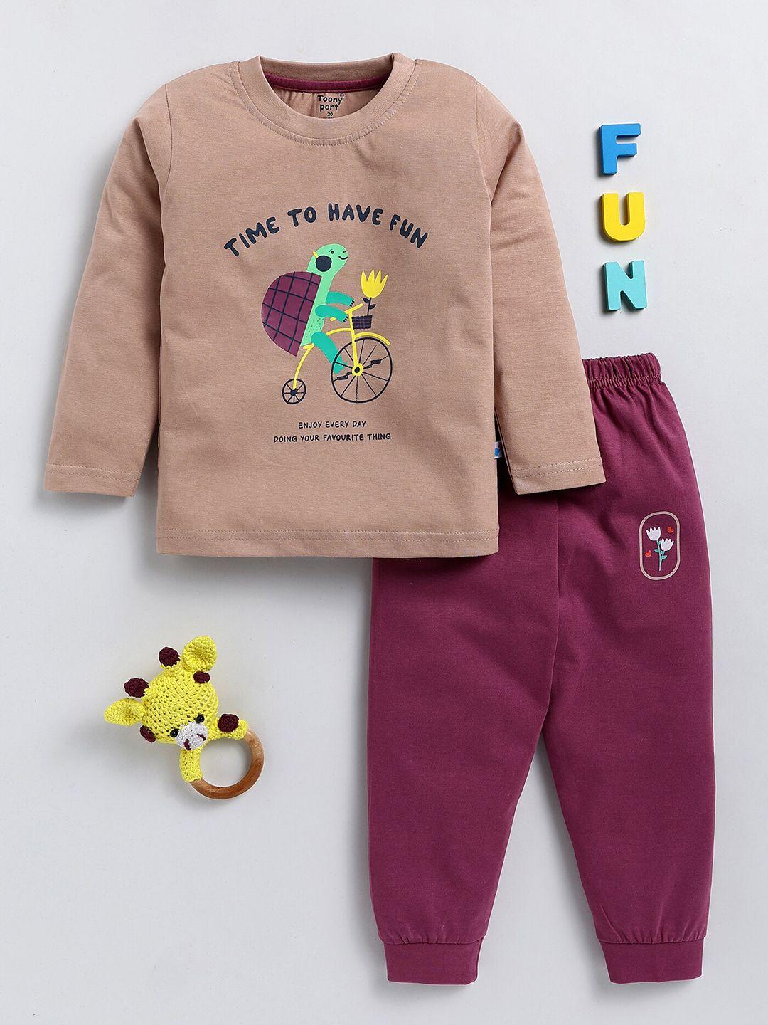toonyport kids printed pure cotton t-shirt with trousers