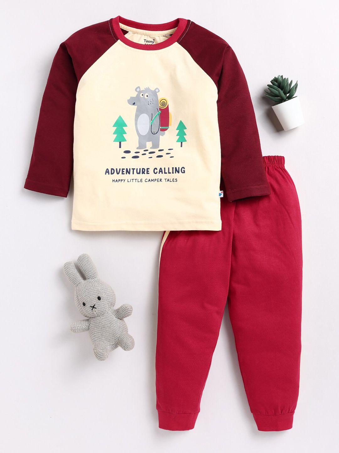 toonyport kids printed pure cotton t-shirt with trousers