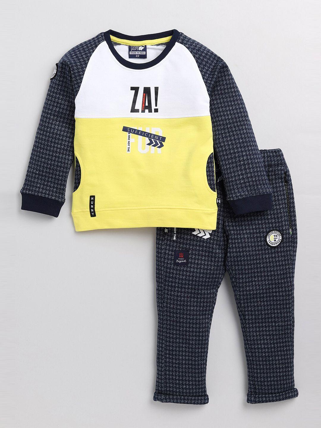 toonyport kids yellow & blue printed sweatshirt with trousers