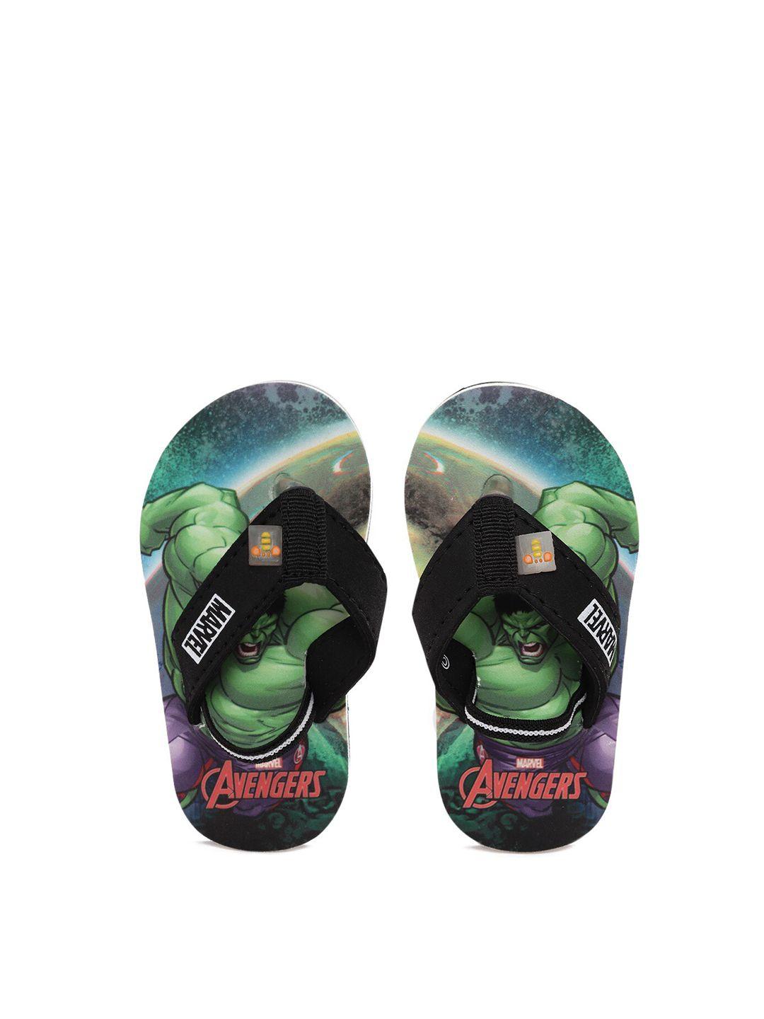 toothless boys green & white printed rubber thong flip-flops