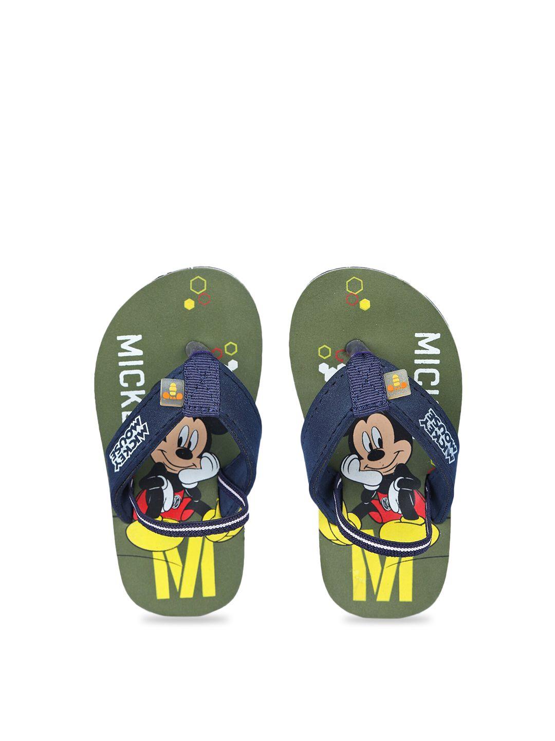 toothless boys olive green & red printed rubber thong flip-flops