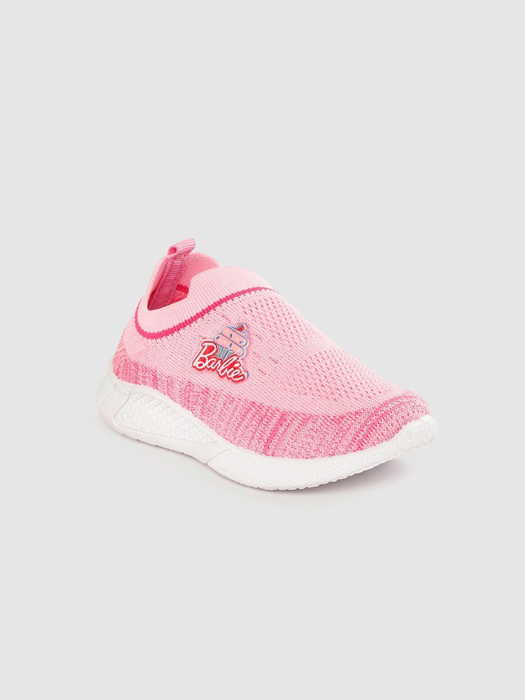 toothless boys pink solid barbie woven design slip-on sneakers