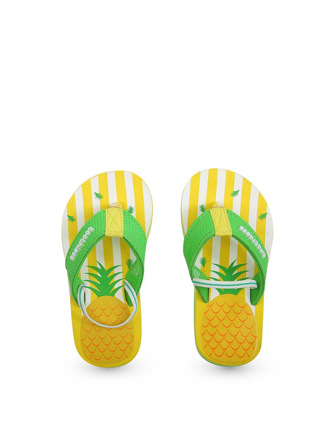 toothless boys yellow & white printed rubber thong flip-flops