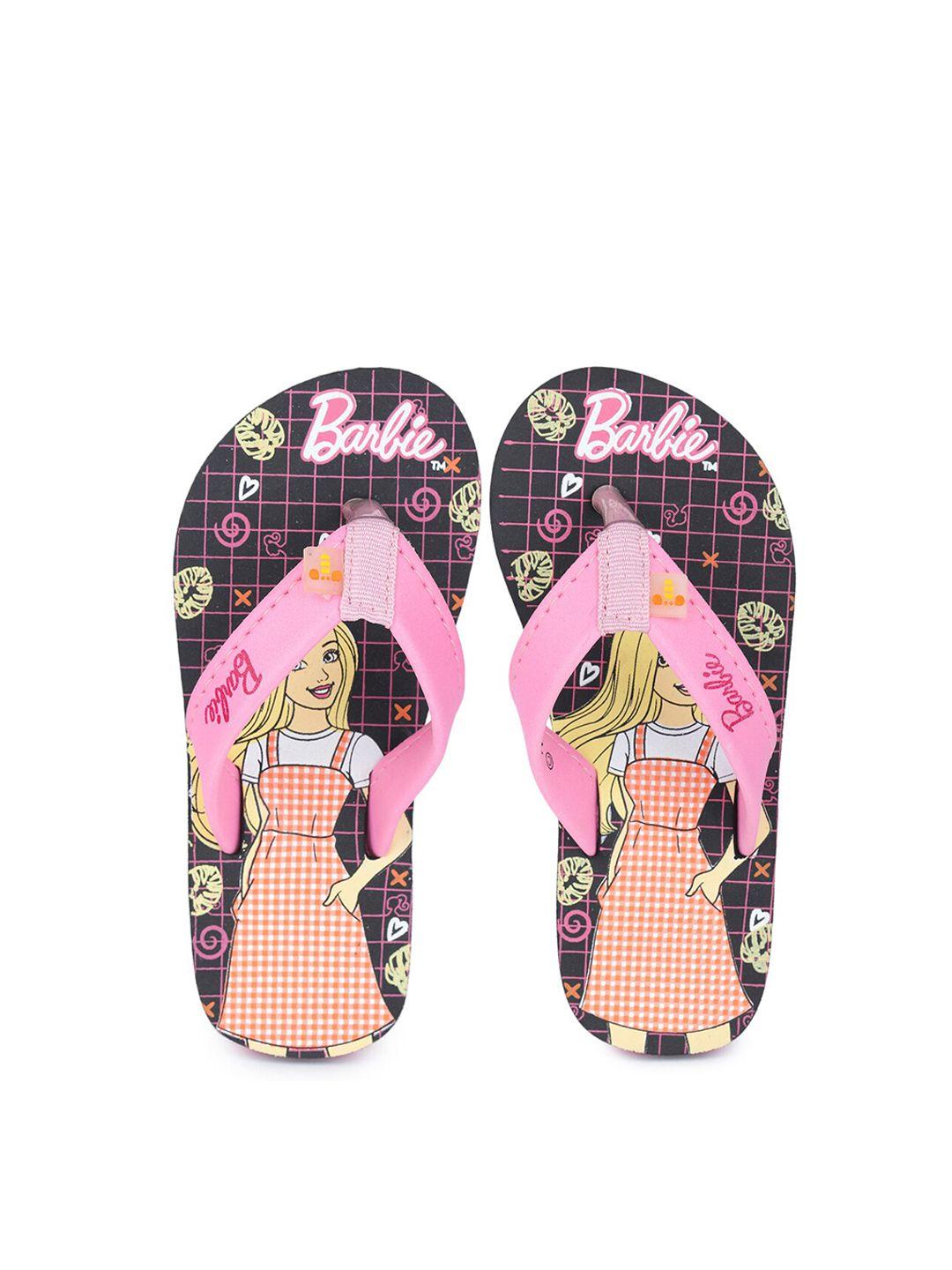 toothless girls black & pink printed rubber thong flip-flops