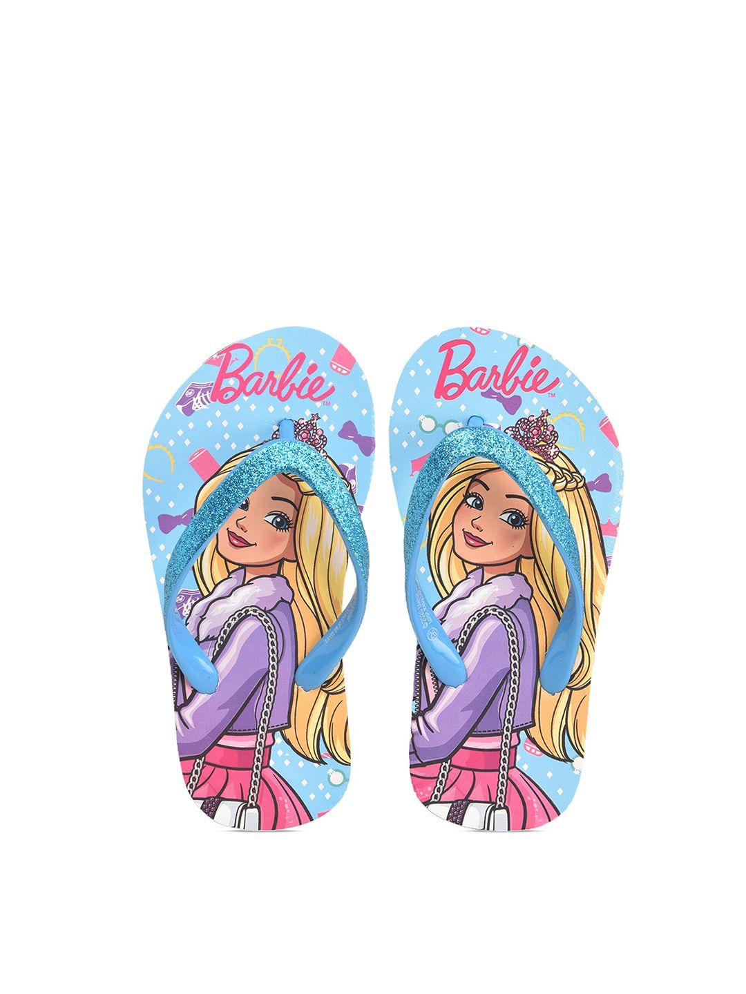 toothless girls blue & yellow printed rubber thong flip-flops