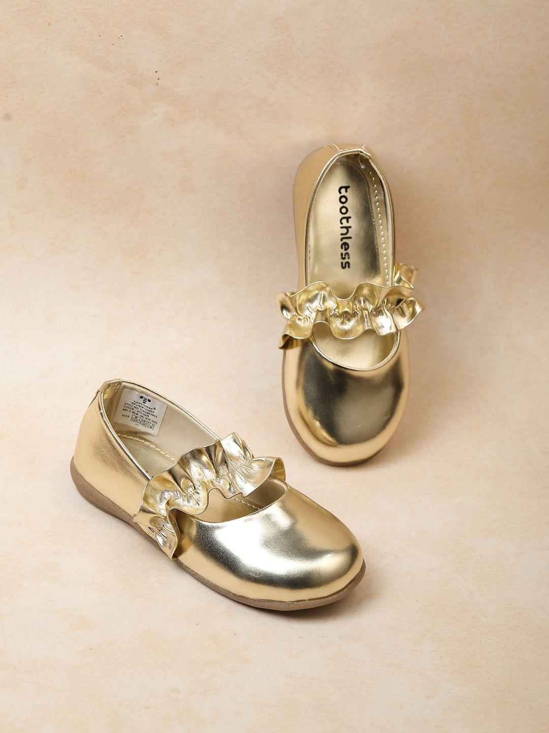 toothless girls gold-toned embellished ballerinas flats