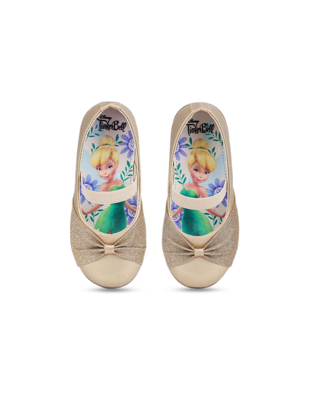 toothless girls gold-toned printed bows ballerinas flats