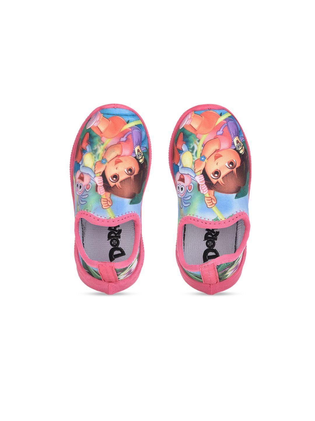 toothless girls pink dora printed slip-on sneakers