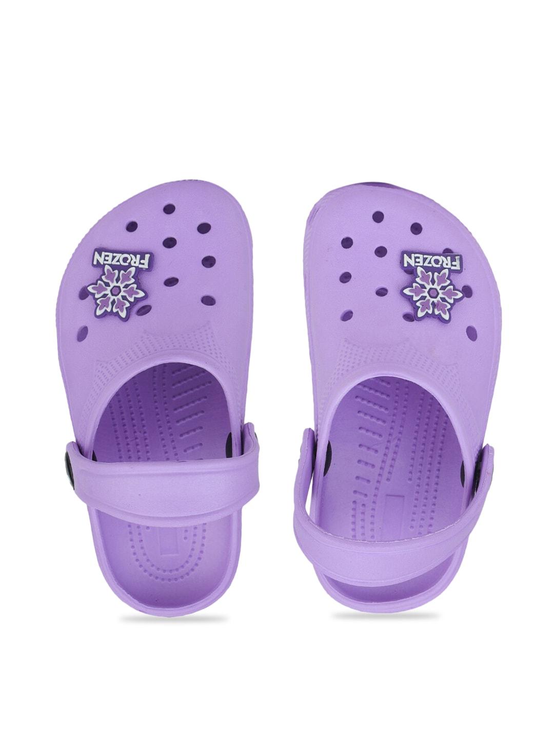 toothless girls purple frozen applique rubber clogs
