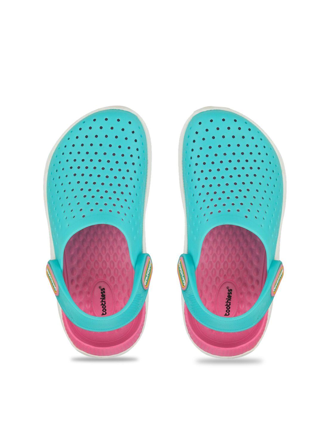 toothless girls sea green & pink clogs