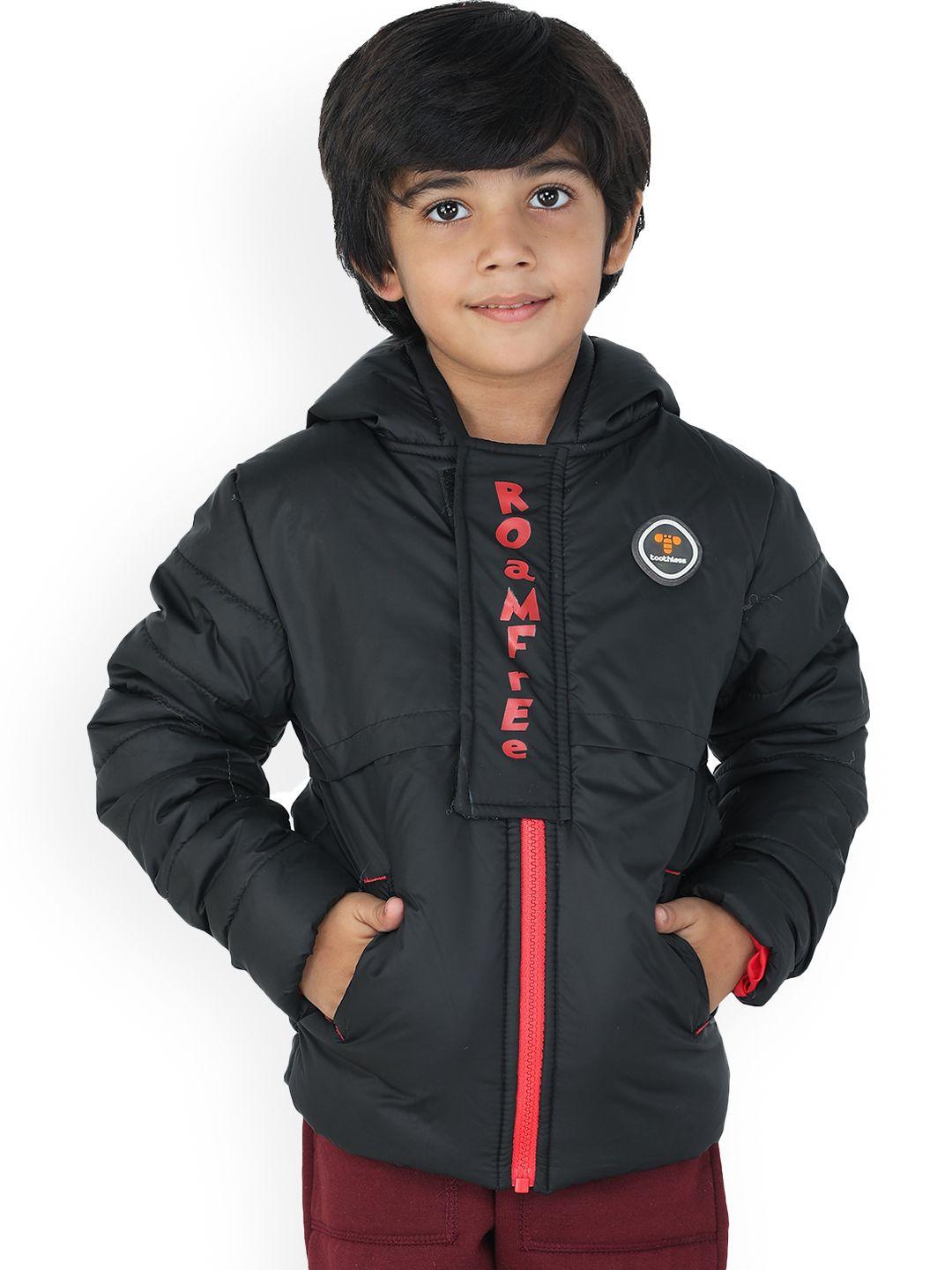 toothless boys black lightweight crop bomber with patchwork jacket