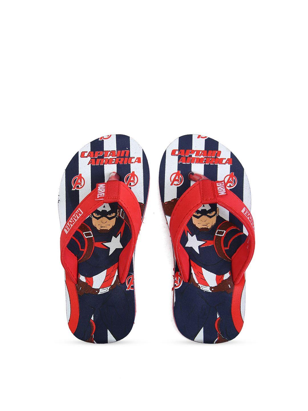 toothless boys blue & red marvel avengers printed rubber thong flip-flops