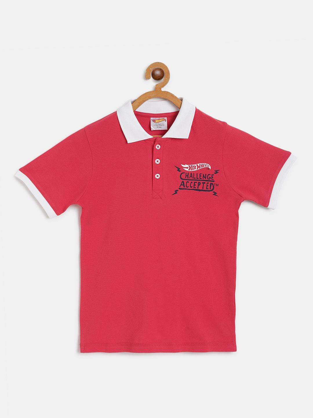 toothless boys coral red  hot wheels printed polo collar t-shirt