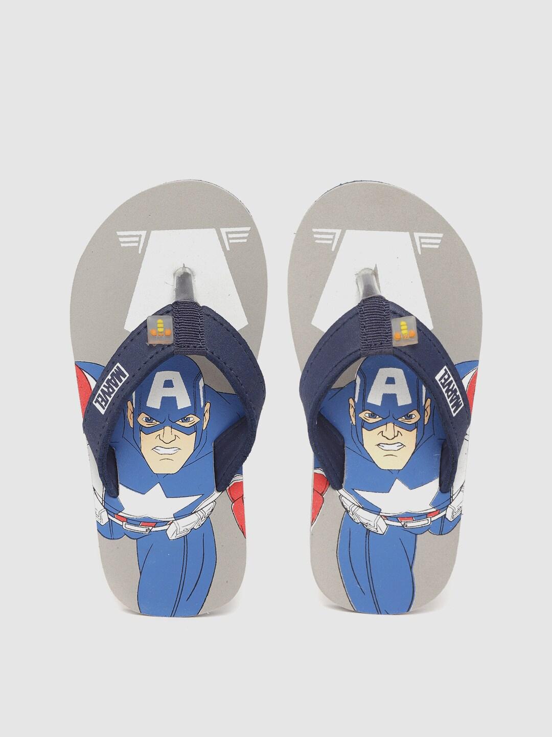 toothless boys grey & blue marvel avengers printed thong flip-flops