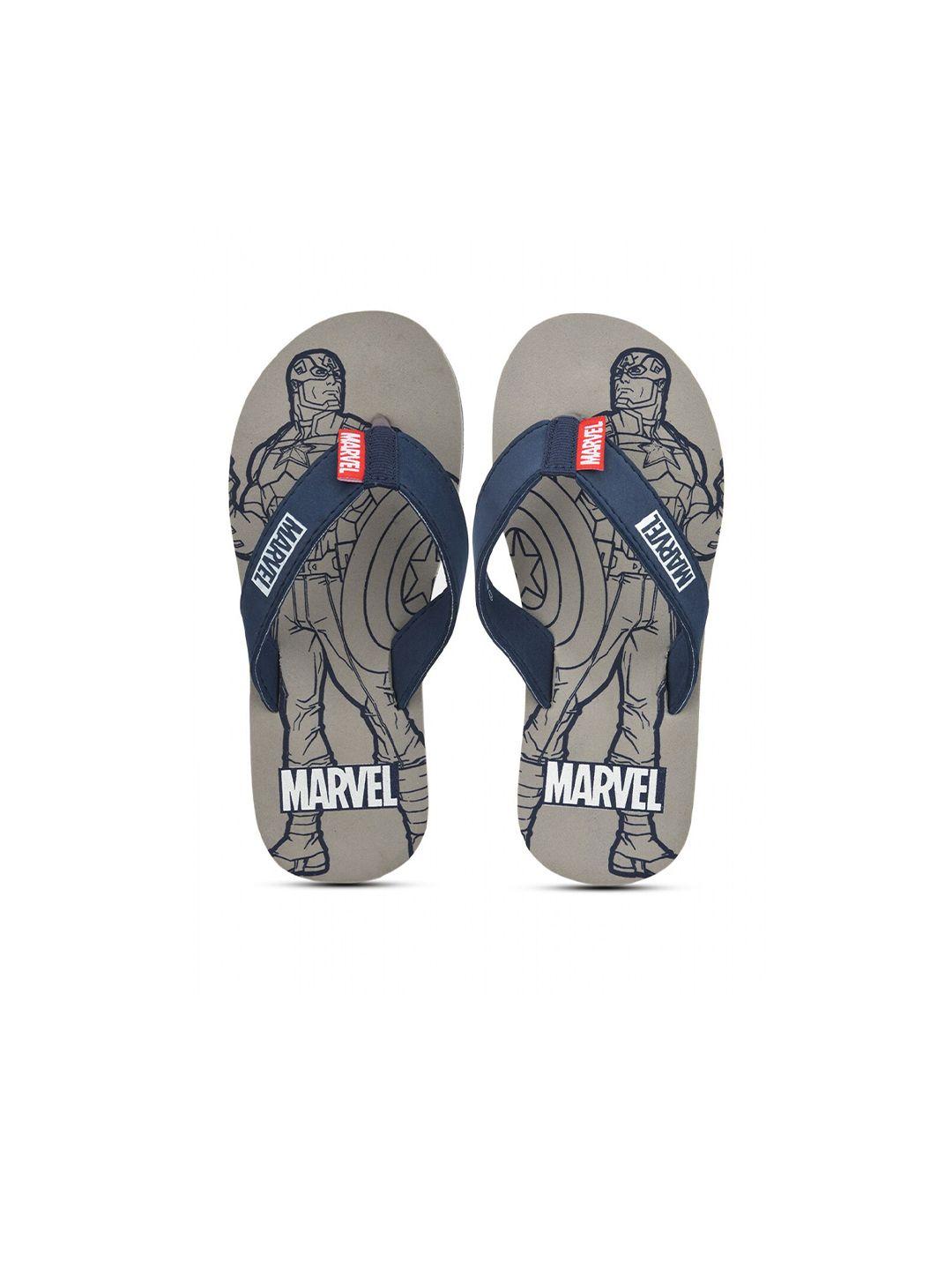 toothless boys grey & blue printed rubber thong flip-flops
