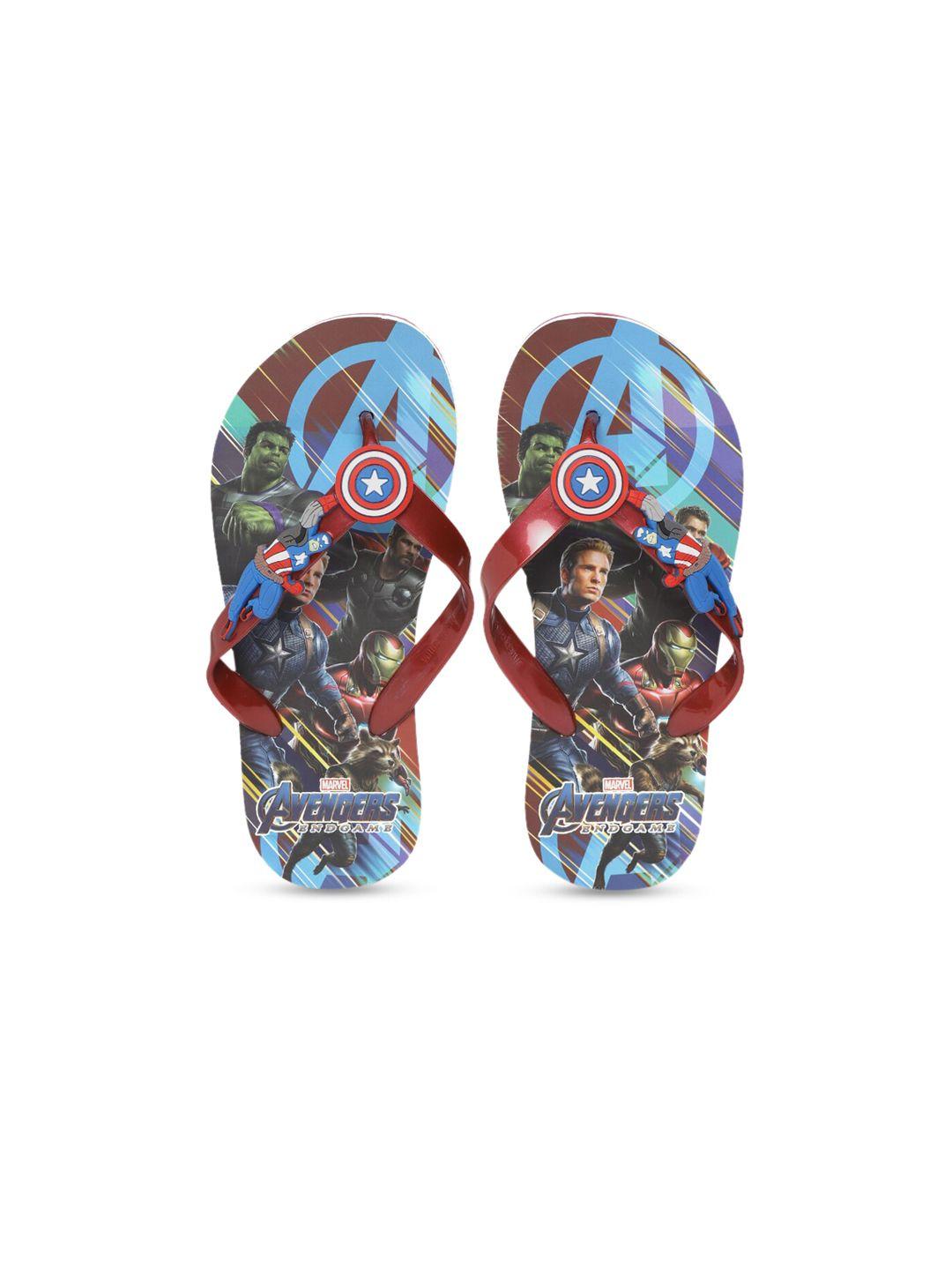 toothless boys maroon & blue marvel avengers printed thong flip-flops