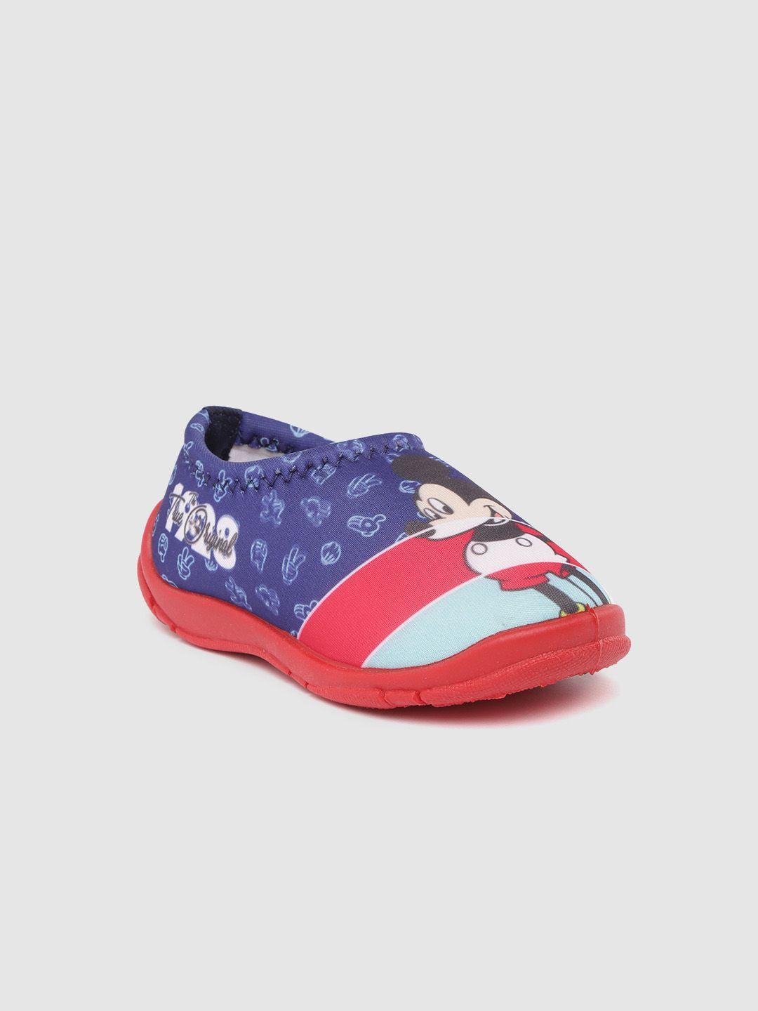 toothless boys navy blue & red disney mickey print slip-on sneakers