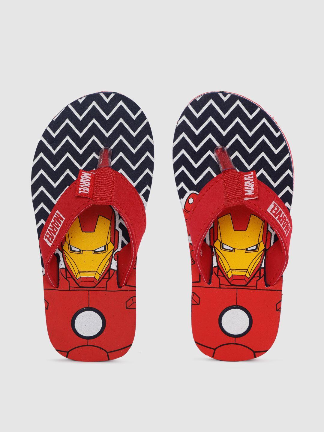 toothless boys navy blue & red iron man marvel avengers printed thong flip-flops